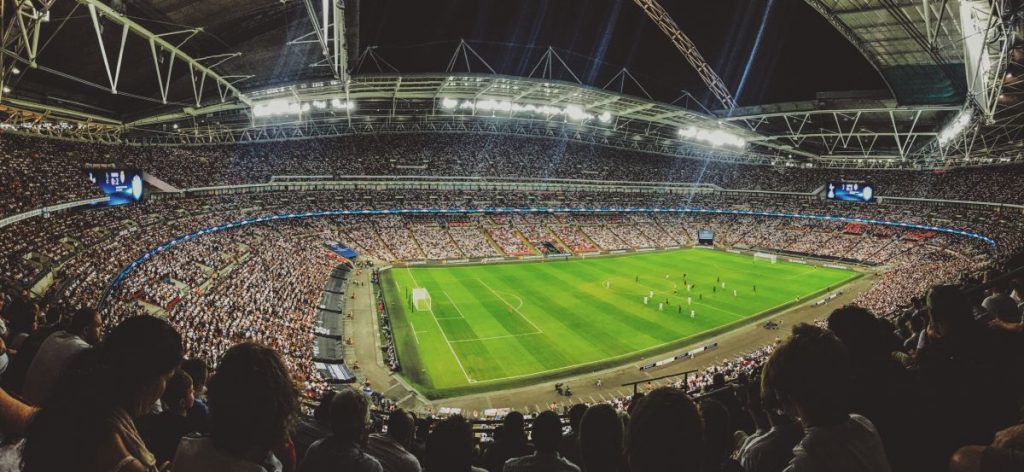 Foto van het Wembley stadion. Perfecte locatie voor je voetbalreis